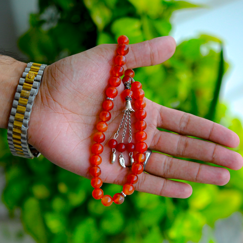 RED AQEEQ TASBEEH سرخ عقیق تسبیح
