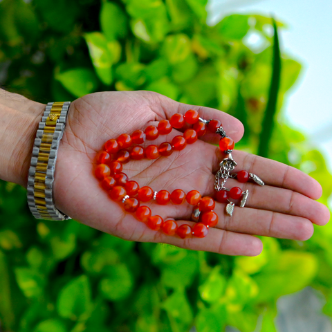 RED AQEEQ TASBEEH سرخ عقیق تسبیح